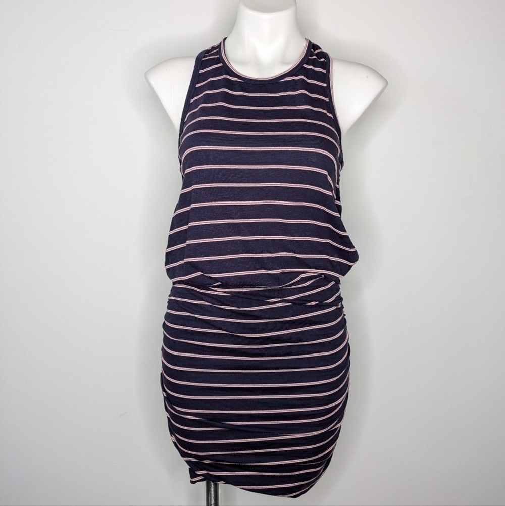 Sundry blue white orange ruched tank dress 0